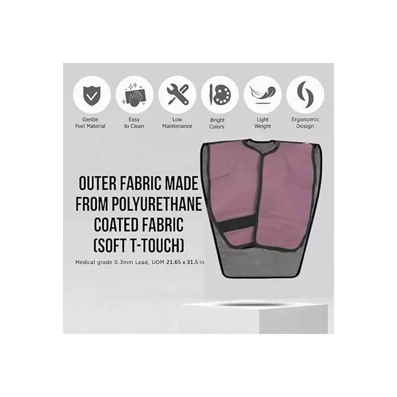 Dental X-Ray Apron Panoramic Poncho Style Radiation Lead Apron with Hanging Loops, Medical Grade 0.3 mm Lead, Lightweight, Ergonomic Design, for Panoramic X-Ray, Adult, Children - Mauve