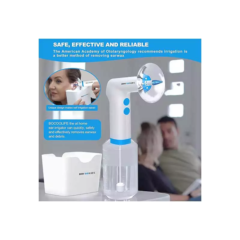 Electric Ear Cleaning Kit Ear Irrigation Flushing System, Ear Wax Water Removal Ear Wash Cleaner Safe Ear Wax Removal Ear Washer Effective Clean Out Ear Wax 4 Water Levels, 5 Disposable Tips Ear Basin
